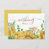 Waterverf zonnebloemen die het goed wensen. Rustie Informatiekaartje (Voorkant / Achterkant)