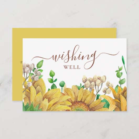 Waterverf zonnebloemen die het goed wensen. Rustie Informatiekaartje (Voorkant / Achterkant)