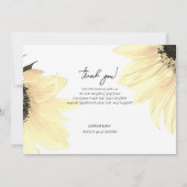 Waterverf Zonnebloemen donkerblauw Bruiloft Bedankkaart (Achterkant)