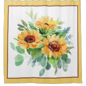 Waterverf zonnebloemen douchegordijn (Voorkant)