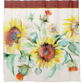 Waterverf zonnebloemen douchegordijn (Voorkant)