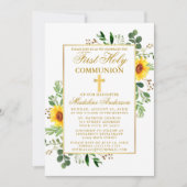Waterverf Zonnebloemen Eerste Communie Kaart (Voorkant)