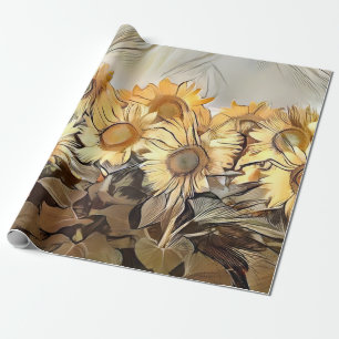 Waterverf Zonnebloemen Elegant Collectie Cadeaupapier