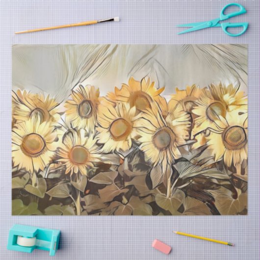 Waterverf Zonnebloemen Elegant Collectie Tissuepapier (Craft)