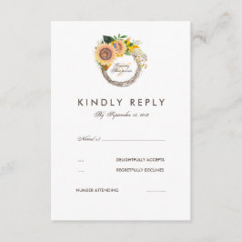 Waterverf Zonnebloemen Elegante bruiloft RSVP-kaar RSVP Kaartje