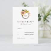 Waterverf Zonnebloemen Elegante bruiloft RSVP-kaar RSVP Kaartje (Staand voorkant)