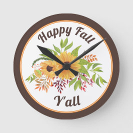 Waterverf zonnebloemen en bessen Happy herfst Y Ronde Klok