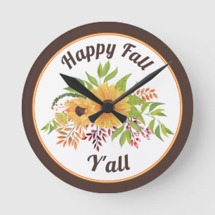 Waterverf zonnebloemen en bessen Happy herfst Y Ronde Klok