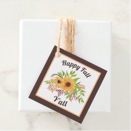 Waterverf zonnebloemen en bessen Happy herfst Y'al Bedankjes Labels