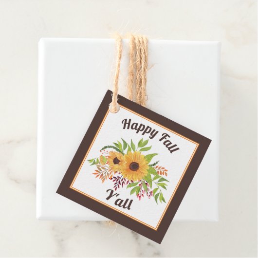 Waterverf zonnebloemen en bessen Happy herfst Y'al Bedankjes Labels (In situ)