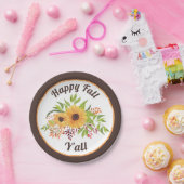 Waterverf zonnebloemen en bessen Happy herfst Y'al Papieren Bordje (Feest)