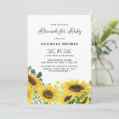 Waterverf Zonnebloemen en Eucalyptus Baby Brunch Kaart (Staand voorkant)