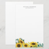 Waterverf Zonnebloemen en Eucalyptus Persoonlijk Briefpapier (Voorkant / Achterkant)
