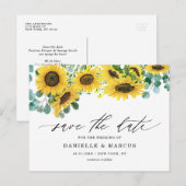 Waterverf Zonnebloemen en Eucalyptus Sla de datum Briefkaart (Voorkant / Achterkant)