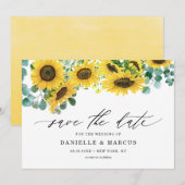 Waterverf Zonnebloemen en Eucalyptus Summer Save The Date (Voorkant / Achterkant)