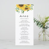 Waterverf Zonnebloemen en Eucalyptus Wedding Menu (Staand voorkant)