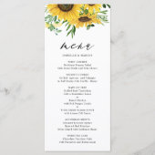 Waterverf Zonnebloemen en Eucalyptus Wedding Menu (Voorkant)