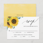 Waterverf Zonnebloemen en Eucalyptus Wedding RSVP Kaartje (Voorkant / Achterkant)