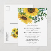 Waterverf Zonnebloemen en Eucalyptus Wedding Uitnodiging Briefkaart (Voorkant / Achterkant)