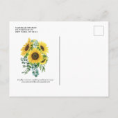 Waterverf Zonnebloemen en Eucalyptus Wedding Uitnodiging Briefkaart (Achterkant)