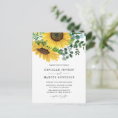 Waterverf Zonnebloemen en Eucalyptus Wedding Uitnodiging Briefkaart (Staand voorkant)