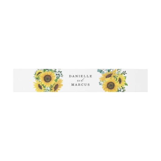 Waterverf Zonnebloemen en Eucalyptus Wedding Uitnodigingen Wikkel (Vlak)