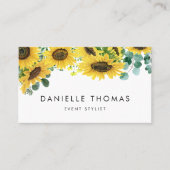 Waterverf Zonnebloemen en Eucalyptusbladeren Visitekaartje (Voorkant)