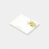 Waterverf Zonnebloemen en Greenery Gepersonaliseer Post-it® Notes (Schuin)