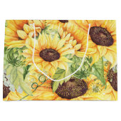 Waterverf Zonnebloemen en Greenery LARGE Gift Bags Large Cadeautasje (Voorkant)