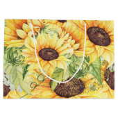 Waterverf Zonnebloemen en Greenery LARGE Gift Bags Large Cadeautasje (Achterkant)