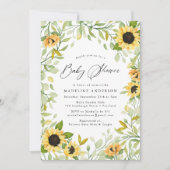 Waterverf Zonnebloemen en groen Baby shower Kaart (Voorkant)