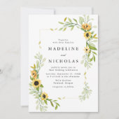 Waterverf Zonnebloemen en groen huwelijk Kaart (Voorkant)