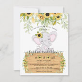 Waterverf Zonnebloemen en olifant Baby shower Kaart (Voorkant)