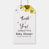 Waterverf Zonnebloemen en Vlinders Baby shower Cadeaulabel (Achterkant)