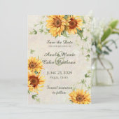 Waterverf Zonnebloemen en wijnstokken Save The Date (Staand voorkant)