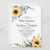 Waterverf zonnebloemen Eucalyptus Bloom Weddenscha Kaart (Voorkant)