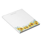 Waterverf Zonnebloemen & Eucalyptus gepersonalisee Notitieblok (Schuin)