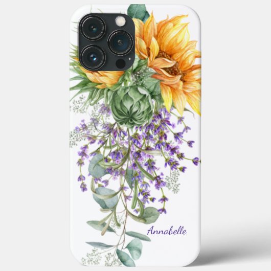 Waterverf Zonnebloemen Eucalyptus Lavender Floral Case-Mate iPhone Case (Achterkant)