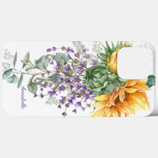 Waterverf Zonnebloemen Eucalyptus Lavender Floral Case-Mate iPhone Case (Achterkant (horizontaal))