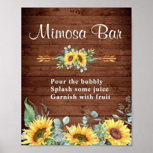 Waterverf Zonnebloemen Eucalyptus Mimosa Bar Poster (Voorkant)