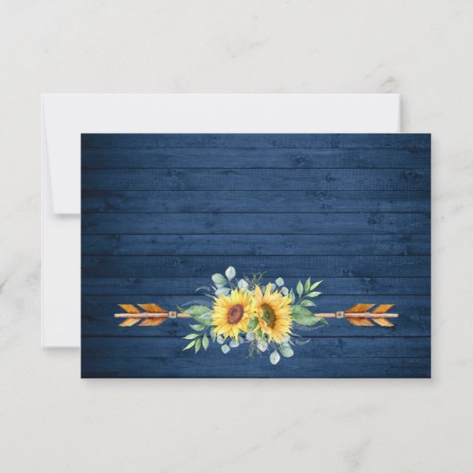 Waterverf Zonnebloemen Eucalyptus Rustic Wedding RSVP Kaartje (Achterkant)