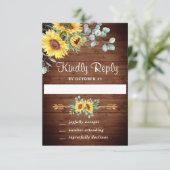 Waterverf Zonnebloemen Eucalyptus Wedding RSVP Kaa (Staand voorkant)
