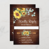 Waterverf Zonnebloemen Eucalyptus Wedding RSVP Kaa (Voorkant / Achterkant)