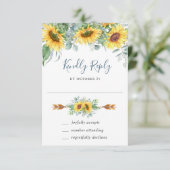 Waterverf Zonnebloemen Eucalyptus Wedding RSVP Kaa (Staand voorkant)