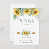 Waterverf Zonnebloemen Eucalyptus Wedding RSVP Kaa (Voorkant / Achterkant)