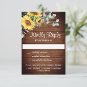 Waterverf Zonnebloemen Eucalyptus Wedding RSVP Kaa (Staand voorkant)