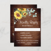 Waterverf Zonnebloemen Eucalyptus Wedding RSVP Kaa (Voorkant / Achterkant)