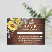 Waterverf Zonnebloemen Eucalyptus Wedding RSVP Kaa (Staand voorkant)