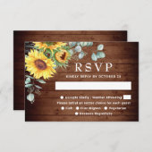 Waterverf Zonnebloemen Eucalyptus Wedding RSVP Kaa (Voorkant / Achterkant)