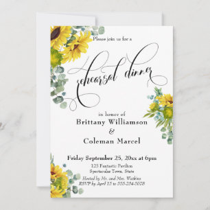 Waterverf Zonnebloemen Eucalyptusrepetitie Dinner Kaart
